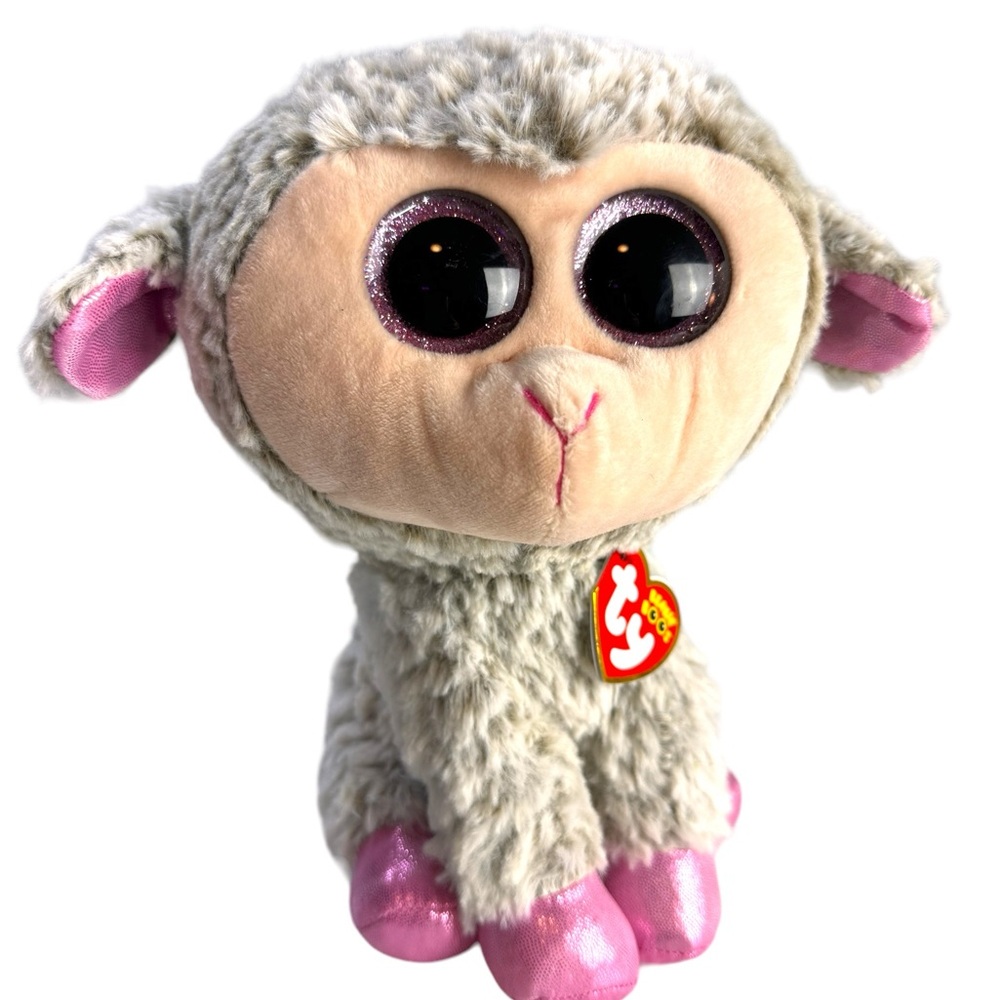 TY Beanie Boos Buddy Dixie Lamb Sheep Plush NEW 2017 Glitter Eyes Pink Grey